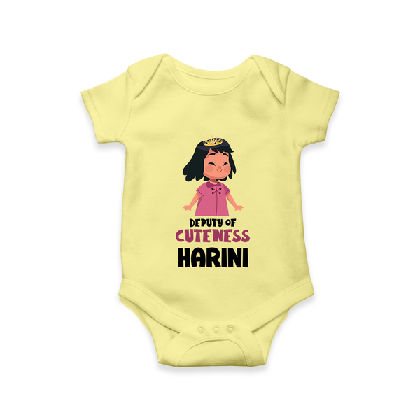 Deputy of Cuteness Romper/onesie | Personalized Baby Romper/onesie for the Little Mischief Maker - PASTEL YELLOW - New Born (Chest 14")