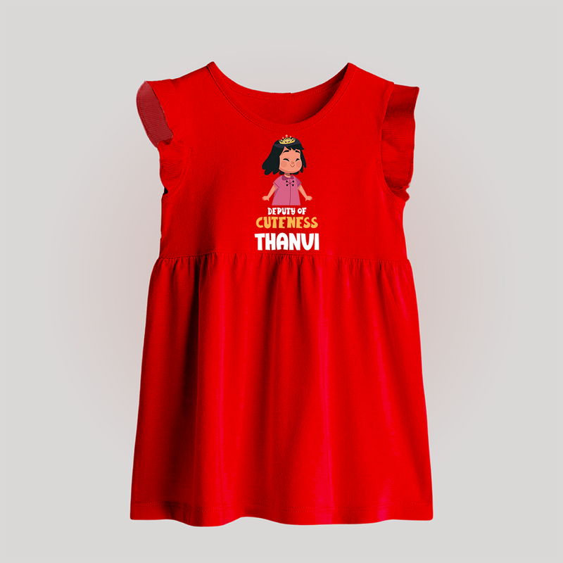 Deputy of Cuteness Baby Frock | Personalized Baby Frock for the Little Mischief Maker - RED - 0 - 3 Months Old (Chest 17")