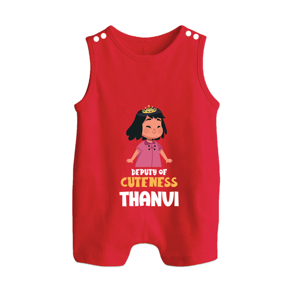 Deputy of Cuteness Romper suit/sleeveless romper | Personalized Baby Romper suit/sleeveless romper for the Little Mischief Maker - RED - 0 - 5 Months Old (Chest 18")
