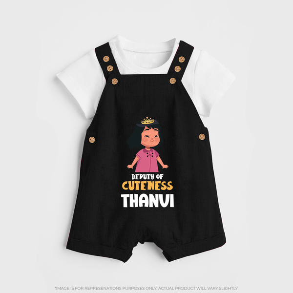 Deputy of Cuteness Dungaree Set | Personalized Baby Dungaree Set for the Little Mischief Maker - BLACK - 0 - 5 Months Old (Chest 18")