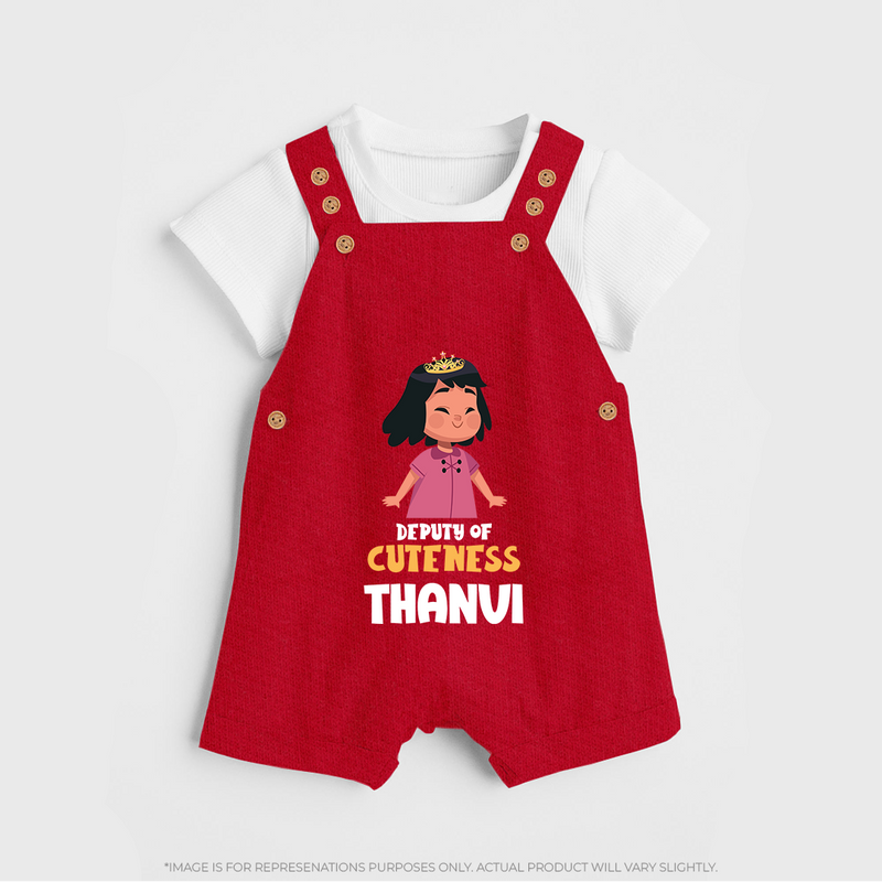 Deputy of Cuteness Dungaree Set | Personalized Baby Dungaree Set for the Little Mischief Maker - RED - 0 - 5 Months Old (Chest 18")