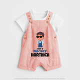 Chief of Mischief Dungaree Set | Personalized Baby Dungaree Set for the Little Mischief Maker - PEACH - 0 - 5 Months Old (Chest 18")