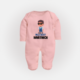 Chief of Mischief Sleep suit/full sleeve body suit | Personalized Baby Sleep suit/full sleeve body suit for the Little Mischief Maker - BABY PINK - New Born (Chest 7.5")