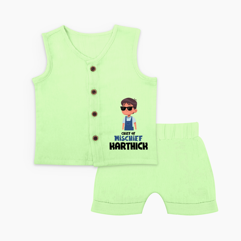 Chief of Mischief Jabla Set | Personalized Baby Jabla Set for the Little Mischief Maker - PASTEL GREEN - 0 - 3 Months Old (Chest 9.8")