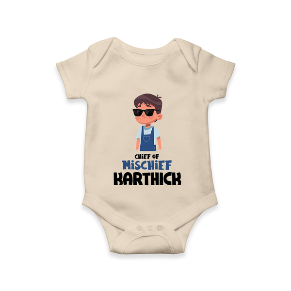 Chief of Mischief Romper/onesie | Personalized Baby Romper/onesie for the Little Mischief Maker - IVORY - New Born (Chest 14")