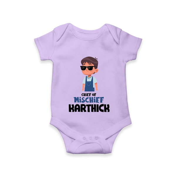 Chief of Mischief Romper/onesie | Personalized Baby Romper/onesie for the Little Mischief Maker - LILAC - New Born (Chest 14")