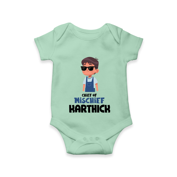 Chief of Mischief Romper/onesie | Personalized Baby Romper/onesie for the Little Mischief Maker - MINT GREEN - New Born (Chest 14")