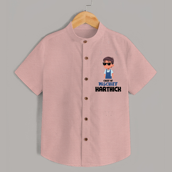 Chief of Mischief Shirt | Personalized Baby Shirt for the Little Mischief Maker - PEACH - 0 - 6 Months Old (Chest 23")