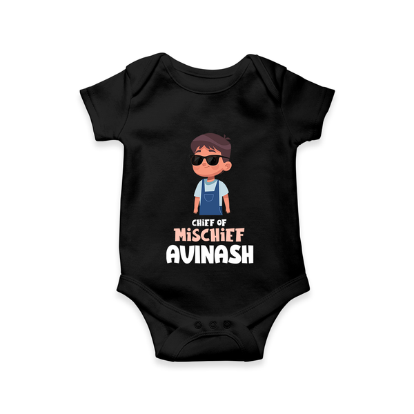 Chief of Mischief Romper/onesie | Personalized Baby Romper/onesie for the Little Mischief Maker - BLACK - New Born (Chest 14")