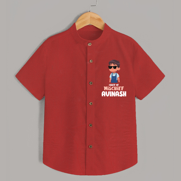 Chief of Mischief Shirt | Personalized Baby Shirt for the Little Mischief Maker - RED - 0 - 6 Months Old (Chest 23")