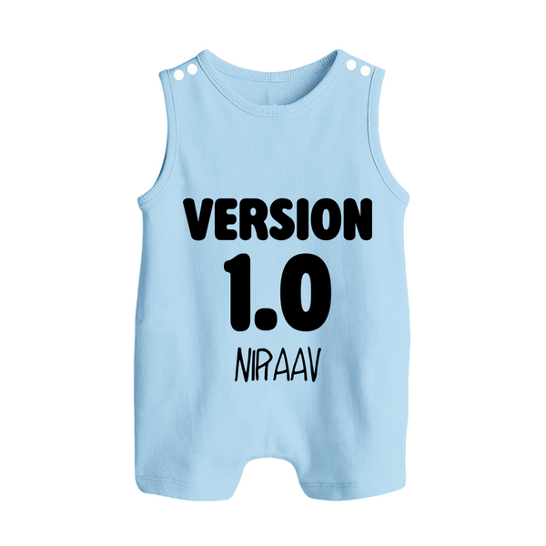 Version 1.0 Romper suit/sleeveless romper | Custom Baby Romper suit/sleeveless romper for the Original Sibling - BABY BLUE - 0 - 5 Months Old (Chest 18")