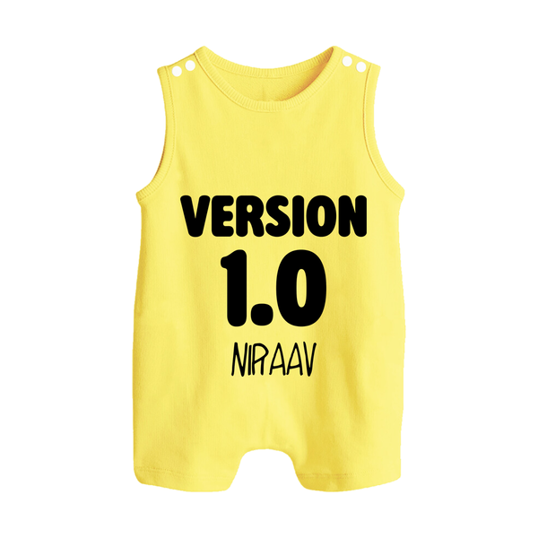 Version 1.0 Romper suit/sleeveless romper | Custom Baby Romper suit/sleeveless romper for the Original Sibling - PASTEL YELLOW - 0 - 5 Months Old (Chest 18")
