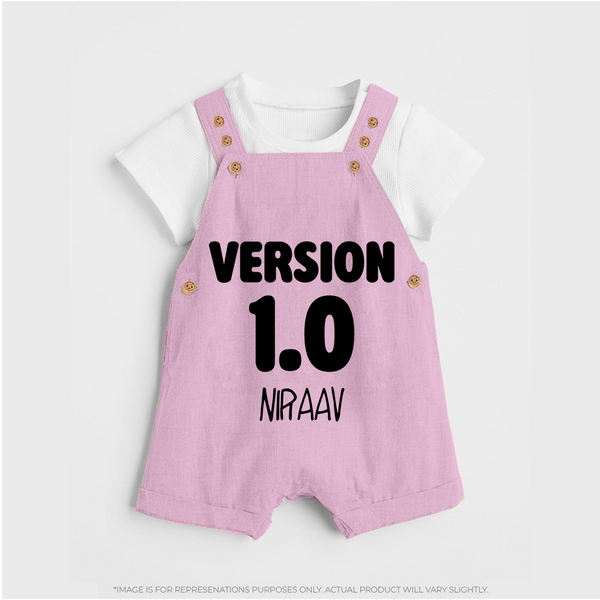 Version 1.0 Dungaree Set | Custom Baby Dungaree Set for the Original Sibling - BABY PINK - 0 - 5 Months Old (Chest 18")