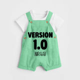 Version 1.0 Dungaree Set | Custom Baby Dungaree Set for the Original Sibling - GREEN - 0 - 5 Months Old (Chest 18")