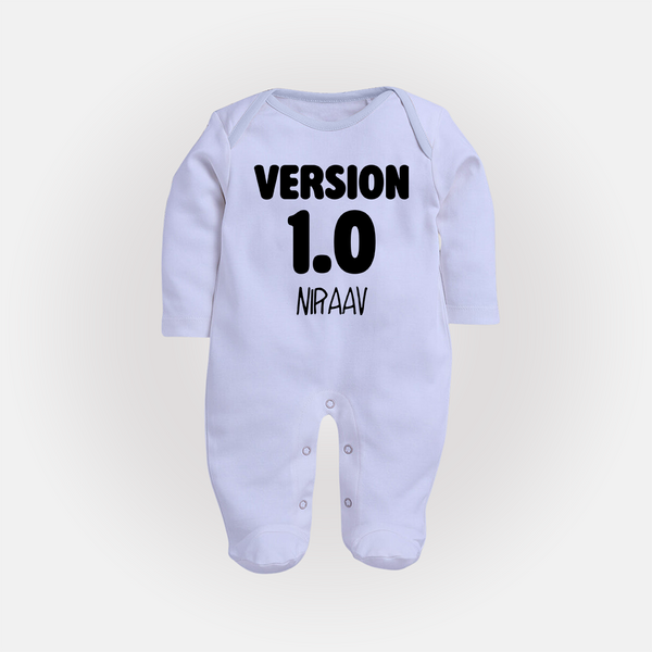Version 1.0 Sleep suit/full sleeve body suit | Custom Baby Sleep suit/full sleeve body suit for the Original Sibling - BABY BLUE - New Born (Chest 7.5")