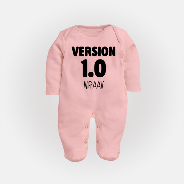 Version 1.0 Sleep suit/full sleeve body suit | Custom Baby Sleep suit/full sleeve body suit for the Original Sibling - BABY PINK - New Born (Chest 7.5")