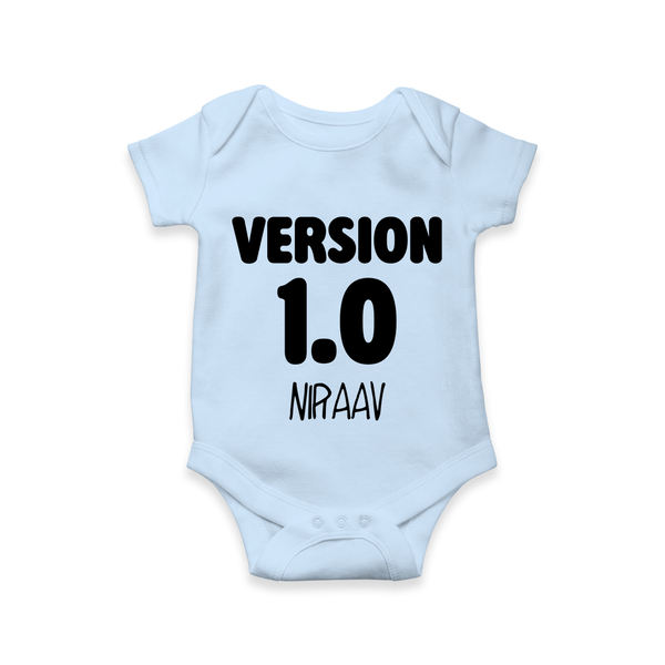 Version 1.0 Romper/onesie | Custom Baby Romper/onesie for the Original Sibling - BABY BLUE - New Born (Chest 14")