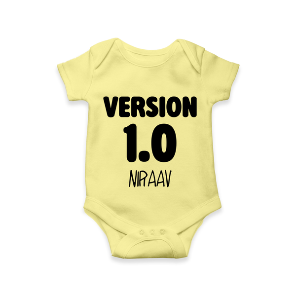Version 1.0 Romper/onesie | Custom Baby Romper/onesie for the Original Sibling - PASTEL YELLOW - New Born (Chest 14")