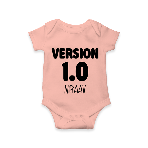 Version 1.0 Romper/onesie | Custom Baby Romper/onesie for the Original Sibling - PEACH - New Born (Chest 14")