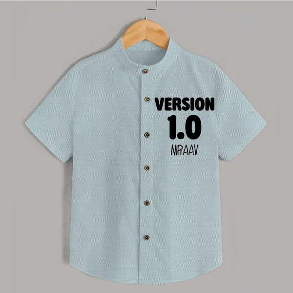 Version 1.0 Shirt | Custom Baby Shirt for the Original Sibling - ARCTIC BLUE - 0 - 6 Months Old (Chest 23")