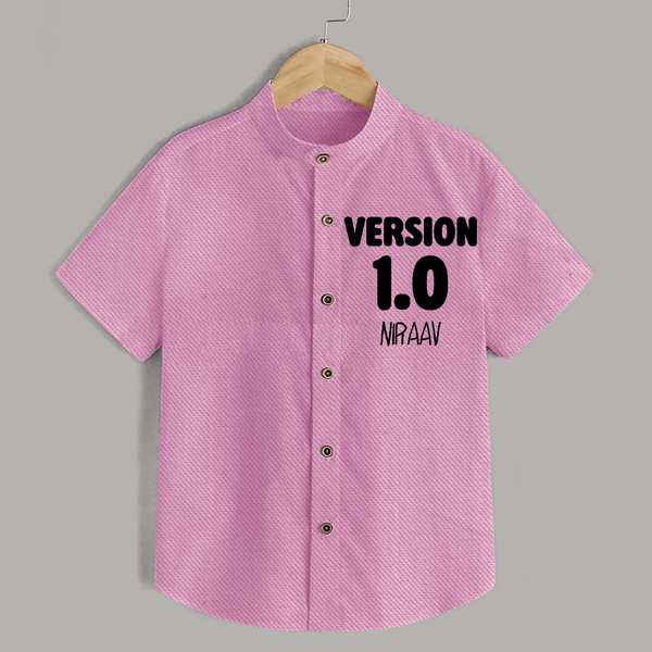 Version 1.0 Shirt | Custom Baby Shirt for the Original Sibling - BABY PINK - 0 - 6 Months Old (Chest 23")