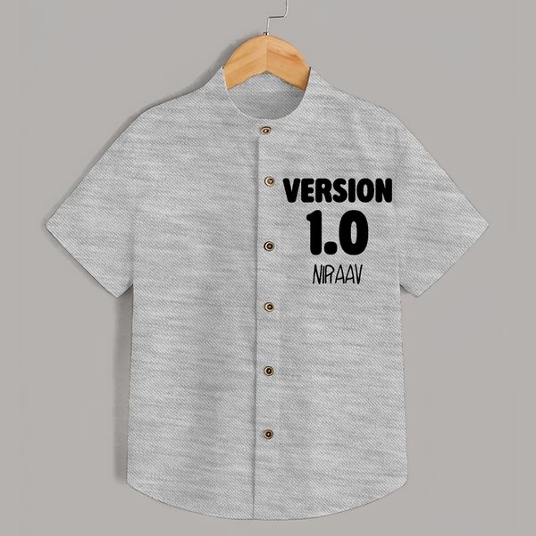 Version 1.0 Shirt | Custom Baby Shirt for the Original Sibling - GREY - 0 - 6 Months Old (Chest 23")