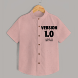 Version 1.0 Shirt | Custom Baby Shirt for the Original Sibling - PEACH - 0 - 6 Months Old (Chest 23")
