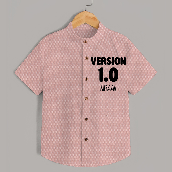 Version 1.0 Shirt | Custom Baby Shirt for the Original Sibling - PEACH - 0 - 6 Months Old (Chest 23")