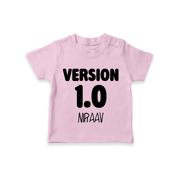 Version 1.0 T-shirt | Custom Baby T-shirt for the Original Sibling - BABY PINK - 0-5 Months Old (Chest 17")
