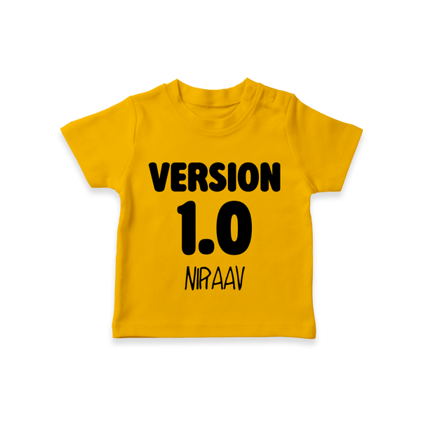 Version 1.0 T-shirt | Custom Baby T-shirt for the Original Sibling - CHROME YELLOW - 0-5 Months Old (Chest 17")