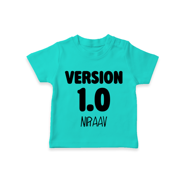Version 1.0 T-shirt | Custom Baby T-shirt for the Original Sibling - TEAL - 0-5 Months Old (Chest 17")