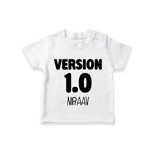 Version 1.0 T-shirt | Custom Baby T-shirt for the Original Sibling - WHITE - 0-5 Months Old (Chest 17")
