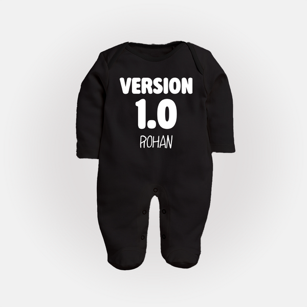 Version 1.0 Sleep suit/full sleeve body suit | Custom Baby Sleep suit/full sleeve body suit for the Original Sibling - BLACK - New Born (Chest 7.5")