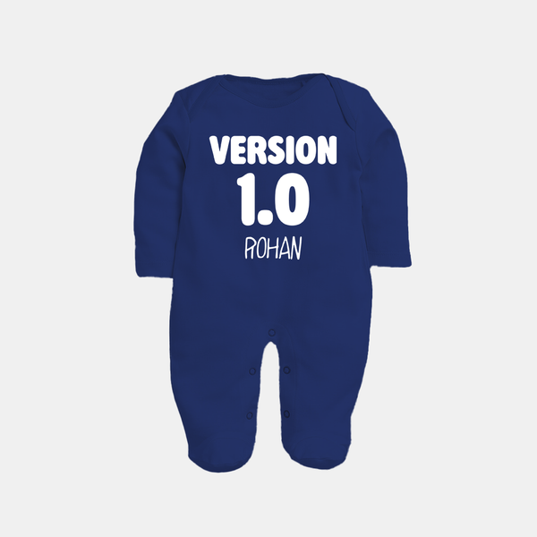 Version 1.0 Sleep suit/full sleeve body suit | Custom Baby Sleep suit/full sleeve body suit for the Original Sibling - NAVY BLUE - New Born (Chest 7.5")