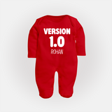 Version 1.0 Sleep suit/full sleeve body suit | Custom Baby Sleep suit/full sleeve body suit for the Original Sibling - RED - New Born (Chest 7.5")