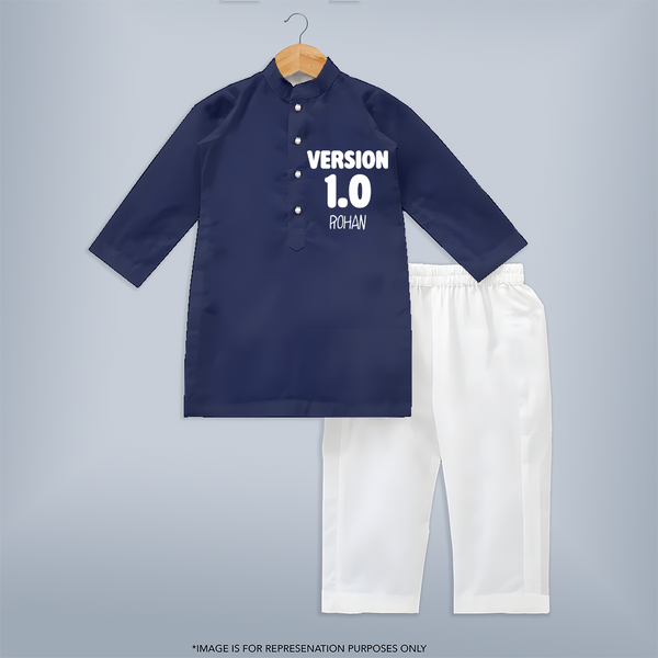 Version 1.0 Kurta Set | Custom Baby Kurta Set for the Original Sibling - NAVY BLUE - 3 - 6 Months Old (Chest 24", Kurta Length 14'', Waist 19", Pant Length 14")
