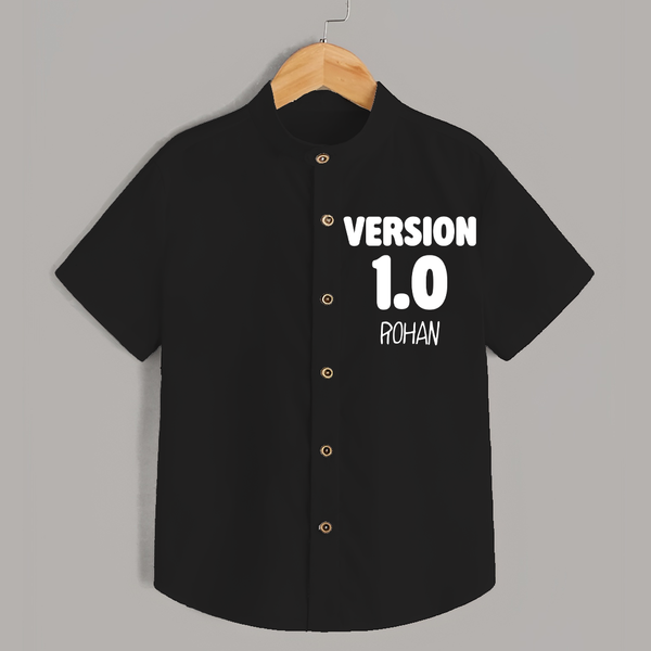 Version 1.0 Shirt | Custom Baby Shirt for the Original Sibling - BLACK - 0 - 6 Months Old (Chest 23")