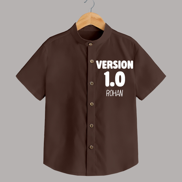 Version 1.0 Shirt | Custom Baby Shirt for the Original Sibling - CHOCOLATE BROWN - 0 - 6 Months Old (Chest 23")