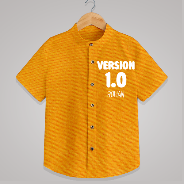 Version 1.0 Shirt | Custom Baby Shirt for the Original Sibling - CHROME YELLOW - 0 - 6 Months Old (Chest 23")