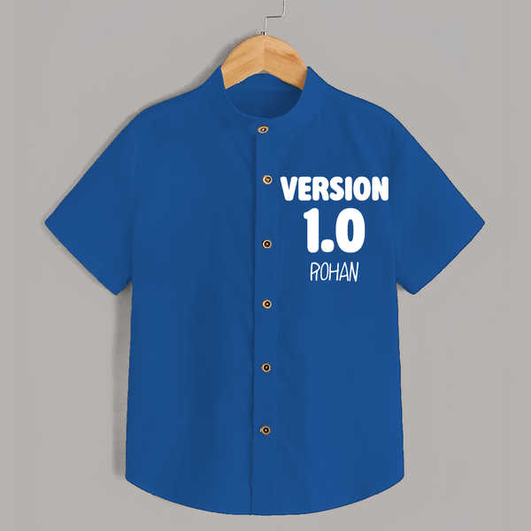 Version 1.0 Shirt | Custom Baby Shirt for the Original Sibling - COBALT BLUE - 0 - 6 Months Old (Chest 23")