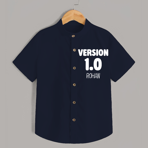 Version 1.0 Shirt | Custom Baby Shirt for the Original Sibling - NAVY BLUE - 0 - 6 Months Old (Chest 23")