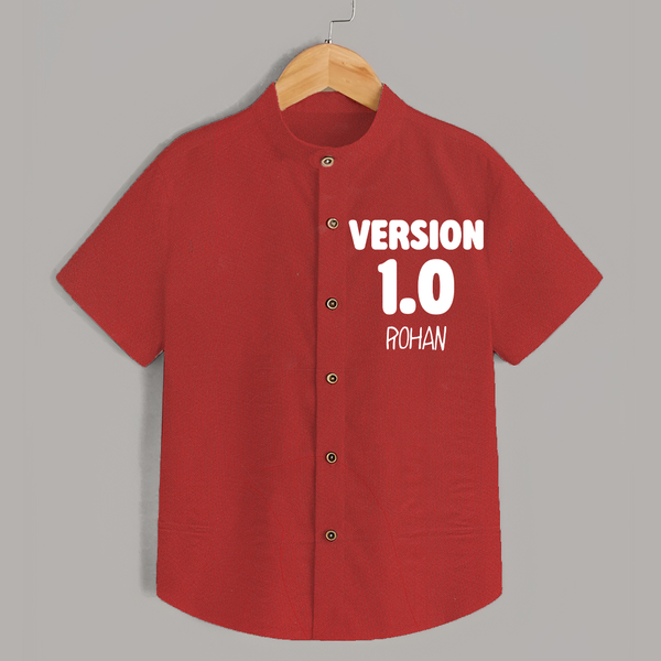 Version 1.0 Shirt | Custom Baby Shirt for the Original Sibling - RED - 0 - 6 Months Old (Chest 23")