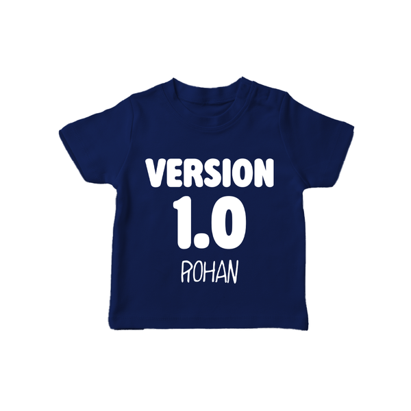Version 1.0 T-shirt | Custom Baby T-shirt for the Original Sibling - NAVY BLUE - 0-5 Months Old (Chest 17")