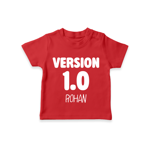 Version 1.0 T-shirt | Custom Baby T-shirt for the Original Sibling - RED - 0-5 Months Old (Chest 17")