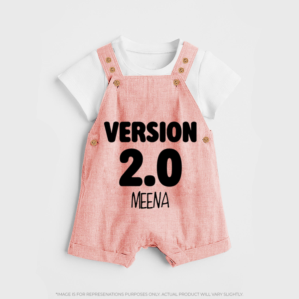 Version 2.0 Dungaree Set | Personalized Baby Dungaree Set for the Updated Edition - PEACH - 0 - 5 Months Old (Chest 18")