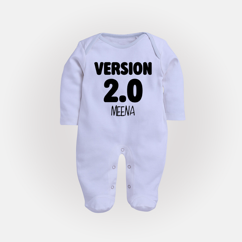 Version 2.0 Sleep suit/full sleeve body suit | Personalized Baby Sleep suit/full sleeve body suit for the Updated Edition - BABY BLUE - New Born (Chest 7.5")