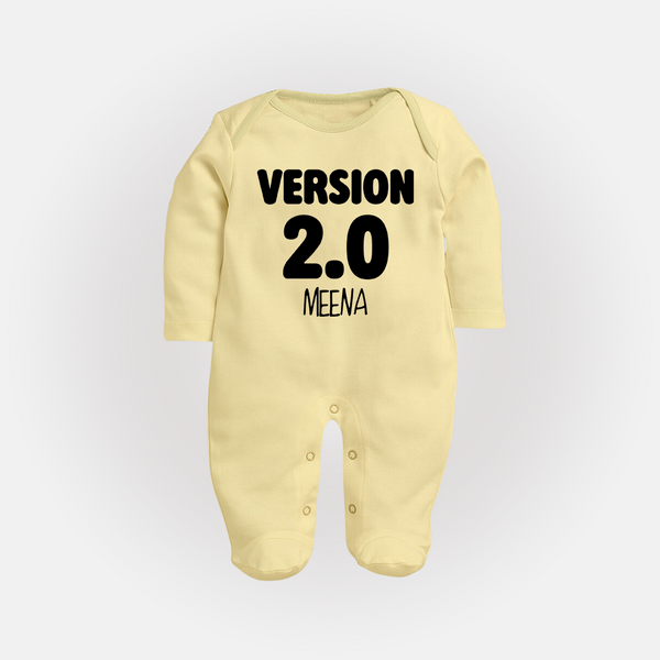 Version 2.0 Sleep suit/full sleeve body suit | Personalized Baby Sleep suit/full sleeve body suit for the Updated Edition - PASTEL YELLOW - New Born (Chest 7.5")