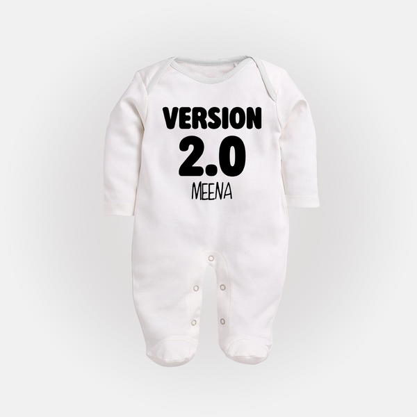 Version 2.0 Sleep suit/full sleeve body suit | Personalized Baby Sleep suit/full sleeve body suit for the Updated Edition - WHITE - New Born (Chest 7.5")