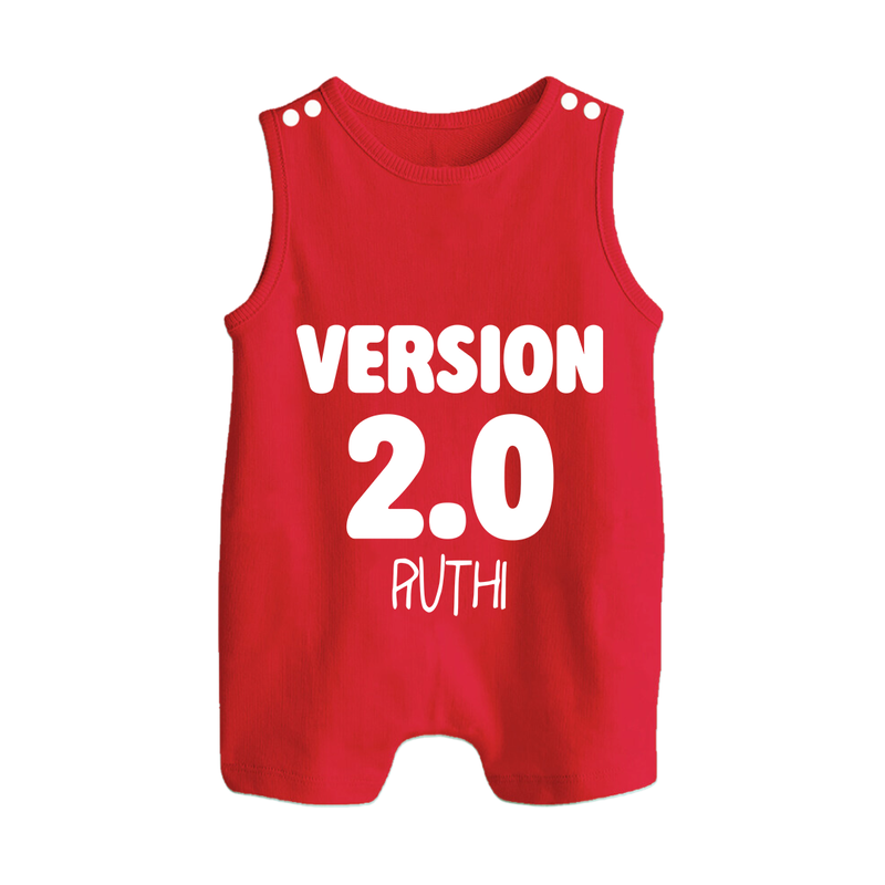 Version 2.0 Romper suit/sleeveless romper | Personalized Baby Romper suit/sleeveless romper for the Updated Edition - RED - 0 - 5 Months Old (Chest 18")