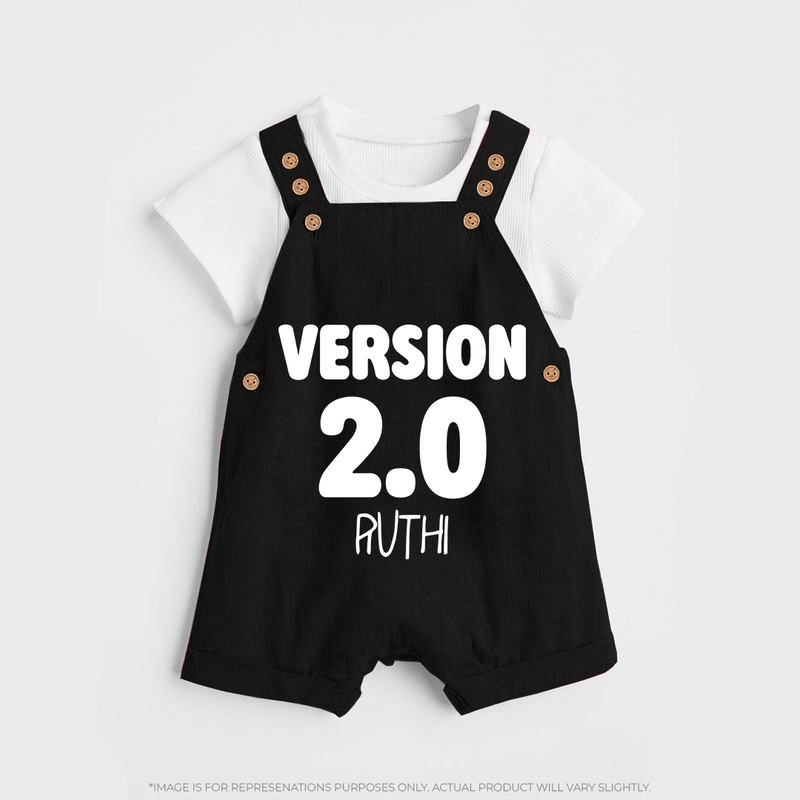 Version 2.0 Dungaree Set | Personalized Baby Dungaree Set for the Updated Edition - BLACK - 0 - 5 Months Old (Chest 18")